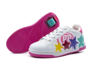 Breezy Rollers Sneakers Wit/Roze Star - 2180373